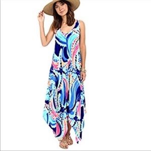 Lilly Pulitzer 23212 Anise Dress Ocean Jewels Maxi Silk Sleeveless Size Xxs nwot